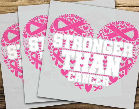 Stronger than Ever Heart Ribbon, Ready to Press, DTF Transfer,  Heat Press DTF Transfers